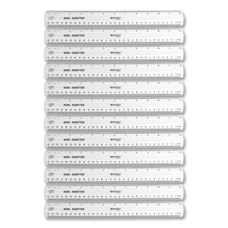 Officespace 12 in. Plastic Standard & Metric Non-Shatter Flexible Ruler, Clear, 12PK OF3761146